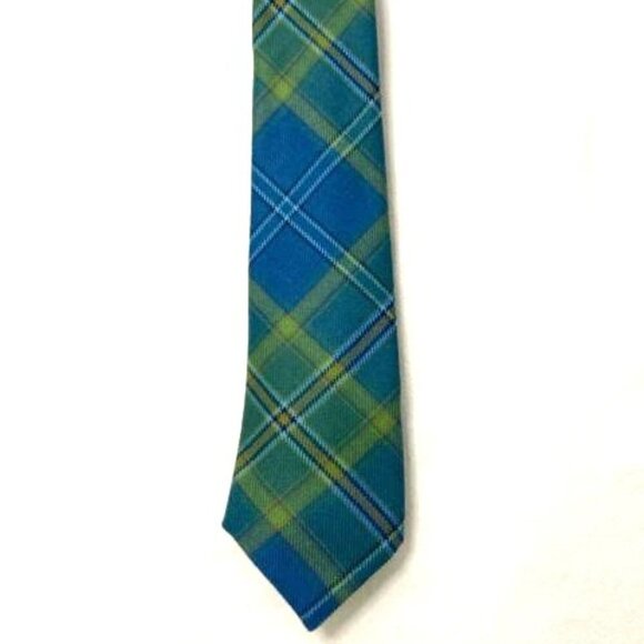 Lochcarron Highlander Collection Wool Tie Blues & Greens Plaid Tartan UK - Picture 1 of 4
